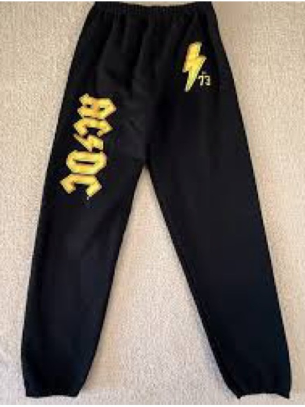 AC/DC Black Sweatpants with Yellow Bolt & Logo